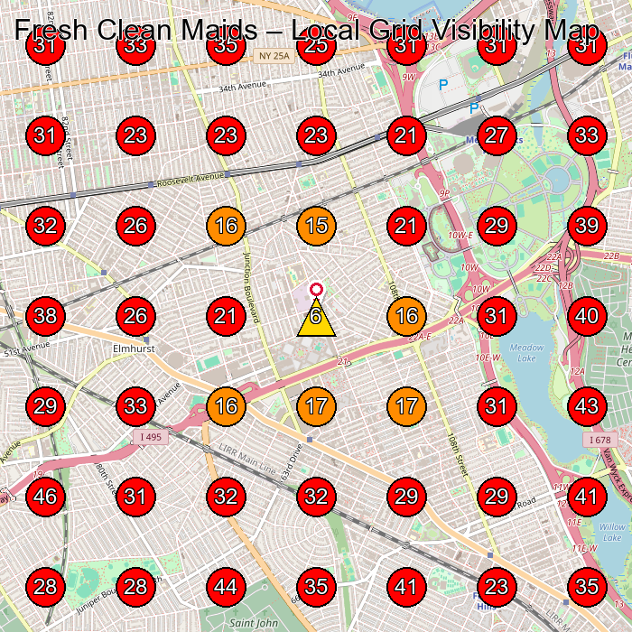 Fresh Clean Maids GeoGrid visibility map for Commercial Cleaning Service in Jackson Heights